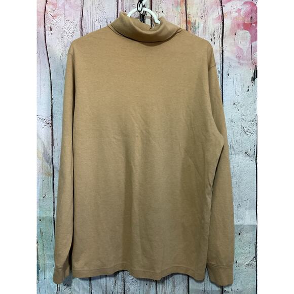 Vintage Lands End Men’s Turtleneck Tan Large Cotton - Picture 4 of 6
